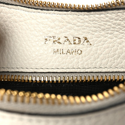Prada Vitello Daino Zippered Messenger Hobo White 6 of 8