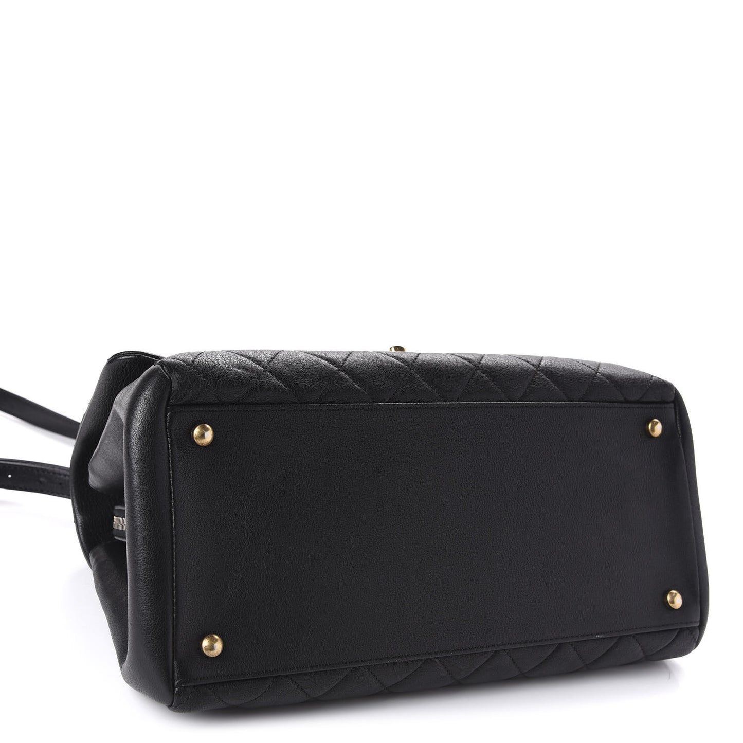 Shiny Sheepskin Quilted Large Trapezio Flap Black
