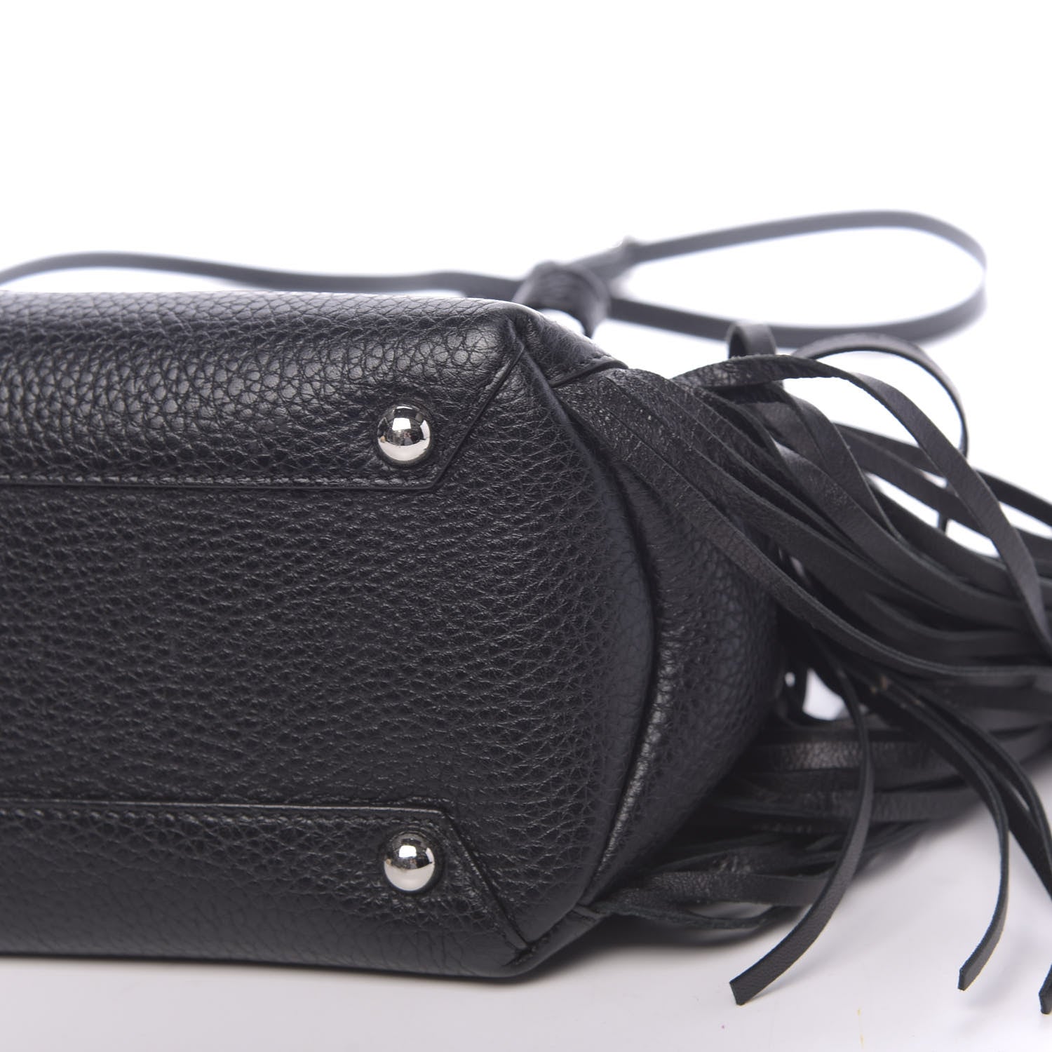 Burberry Grainy Calfskin Studded Fringe Baby Banner Tote Black 11 of 11