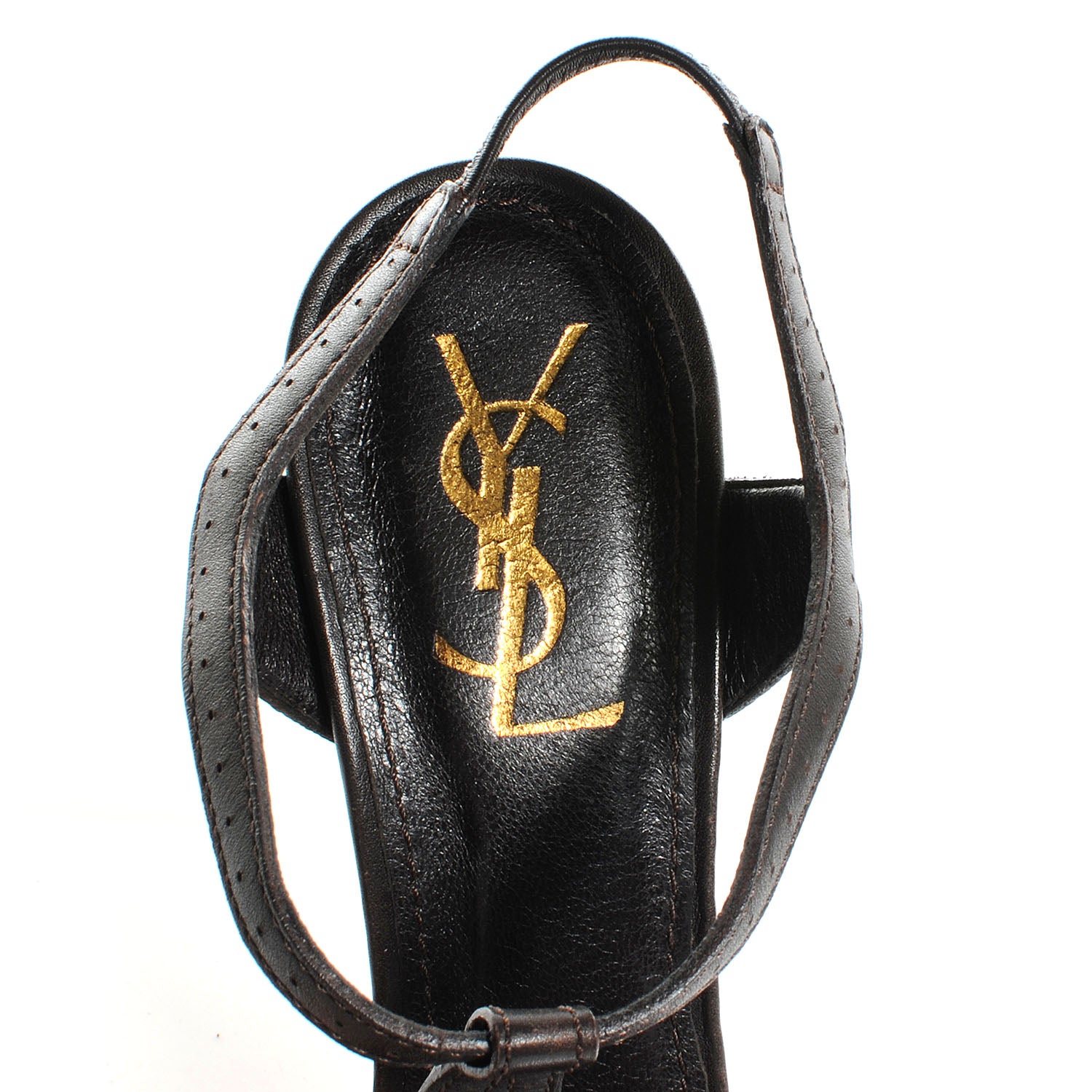 Saint Laurent Leather Platform Sandals Heels 39 Brown 6 of 6