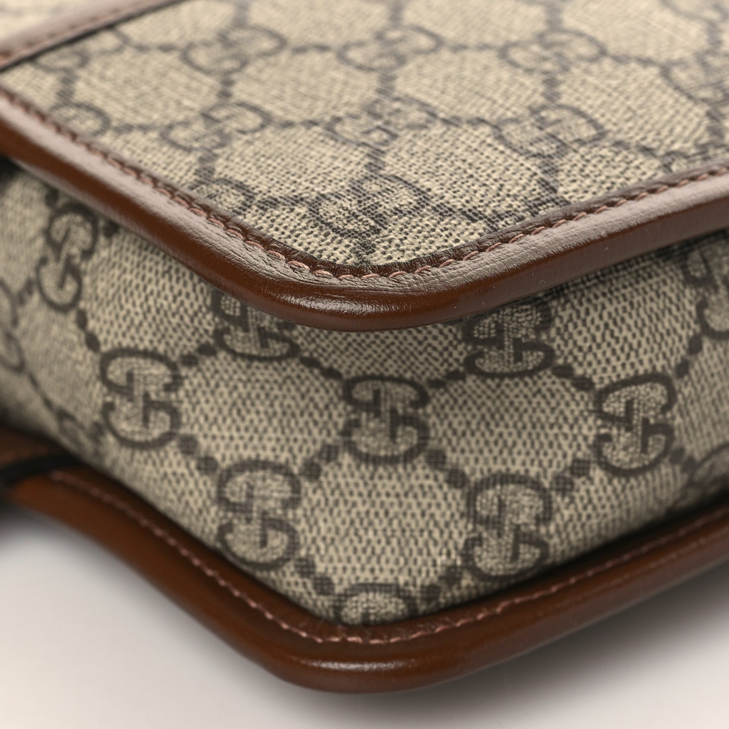 GG Supreme Monogram Textured Calfskin Retro Interlocking G Travel Pouch Beige Ebony Brown Sugar