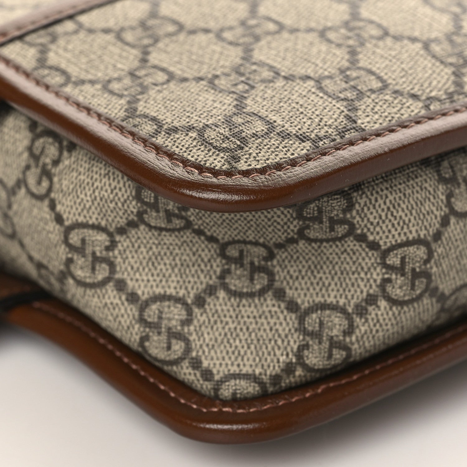 Gucci GG Supreme Monogram Textured Calfskin Retro Interlocking G Travel Pouch Beige Ebony Brown Sugar 8 of 9