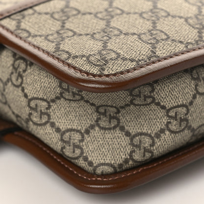 Gucci GG Supreme Monogram Textured Calfskin Retro Interlocking G Travel Pouch Beige Ebony Brown Sugar 8 of 9