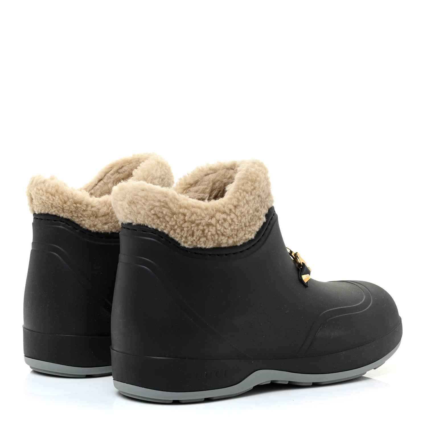 Gucci Rubber Wool Womens Crossy Ankle Boots 36 Black Butterscotch 4 of 10