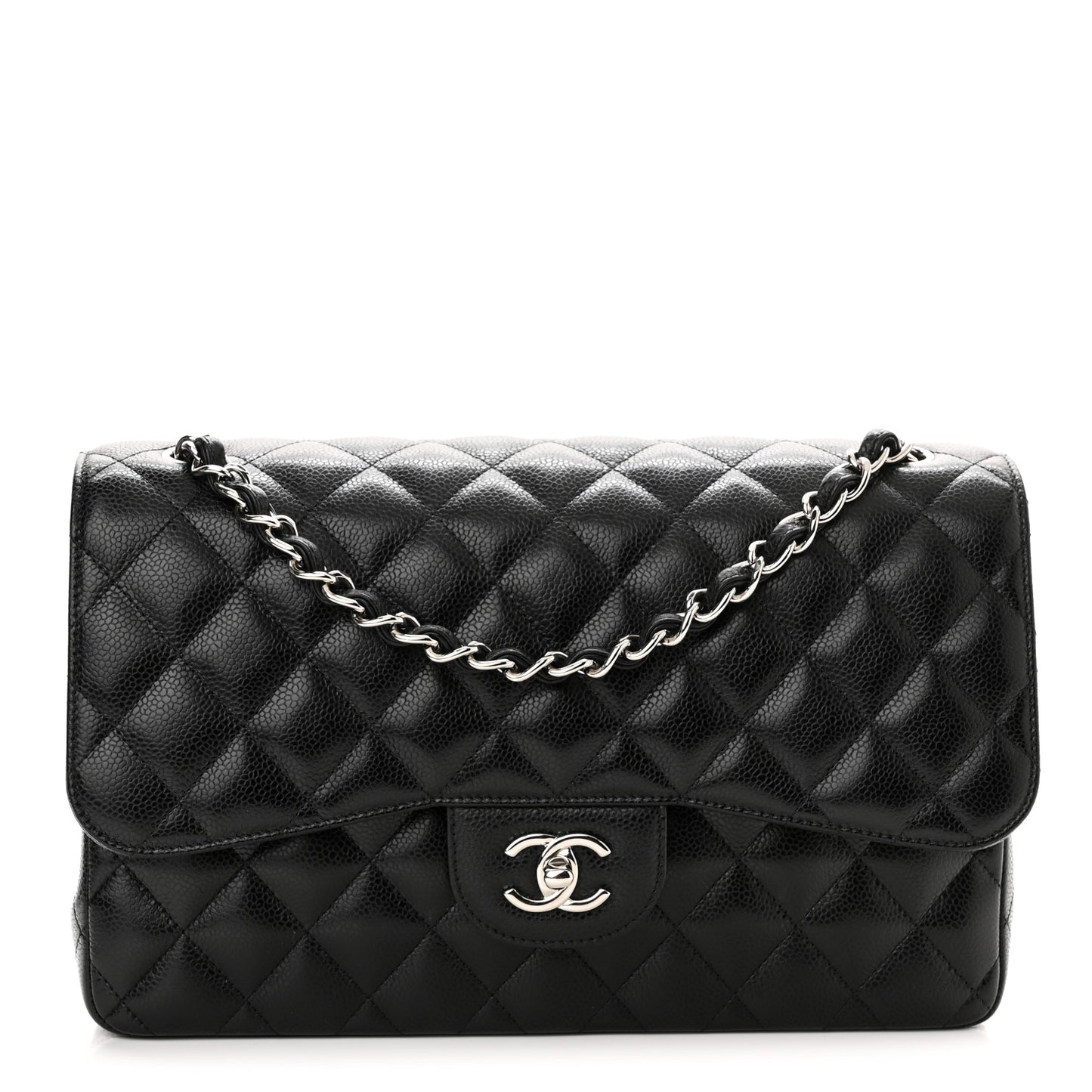 Caviar Quilted Jumbo Double Flap Black