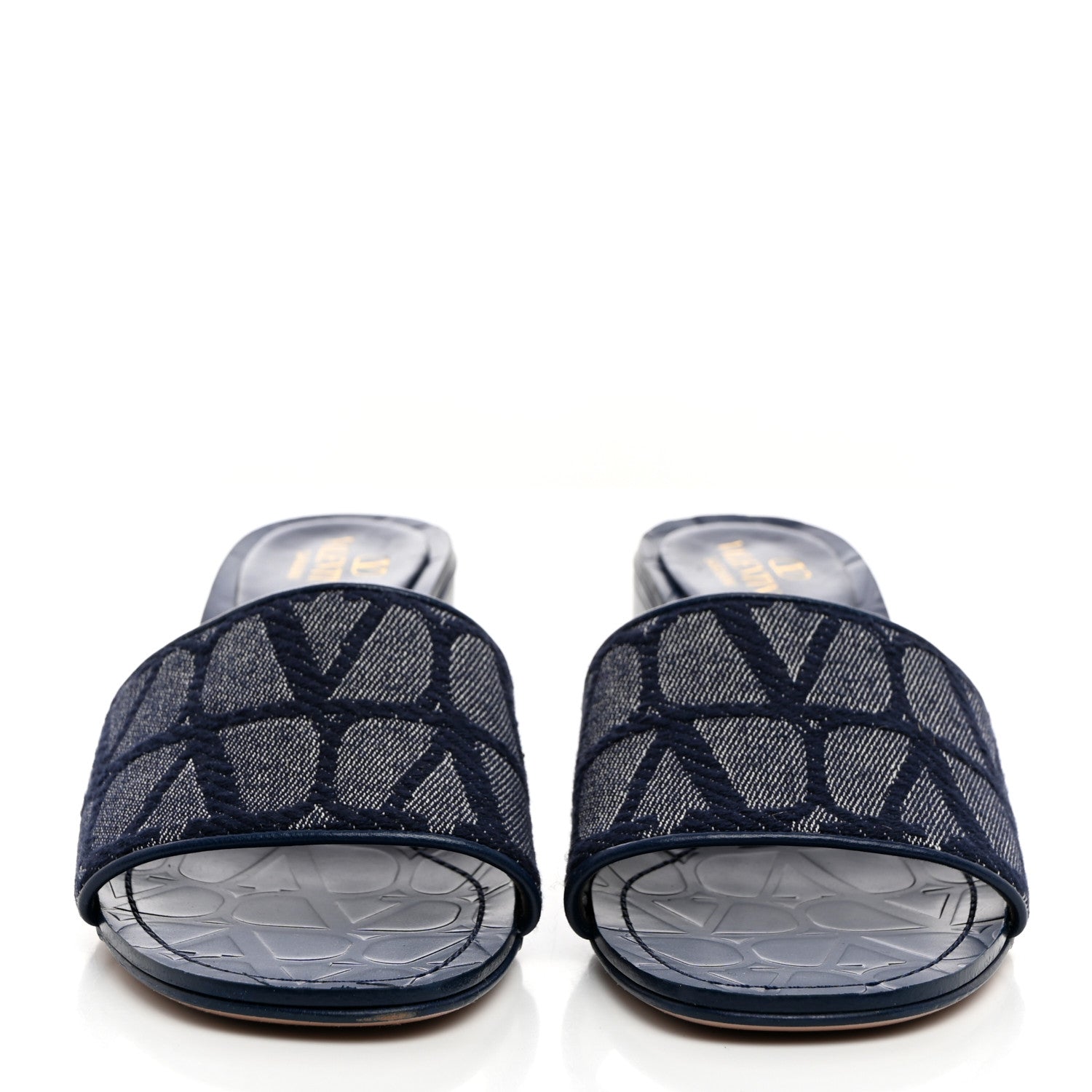 Valentino Garavani Toile Iconographe Cotton Vlogo Slide Sandals 39 Melange Denim 2 of 11