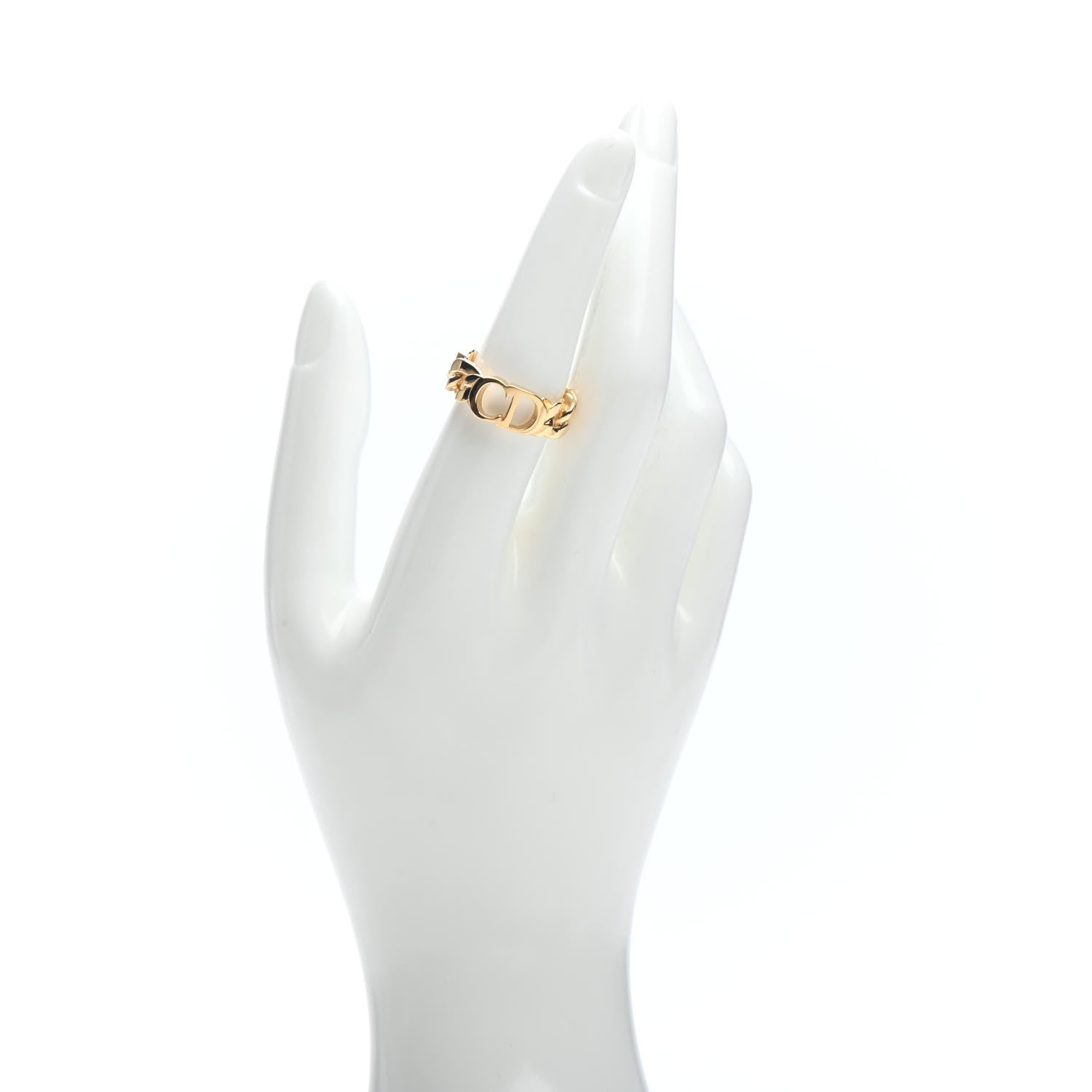 Christian Dior Metal Danseuse Etoile Chain Ring 54 7 Gold 2 of 6