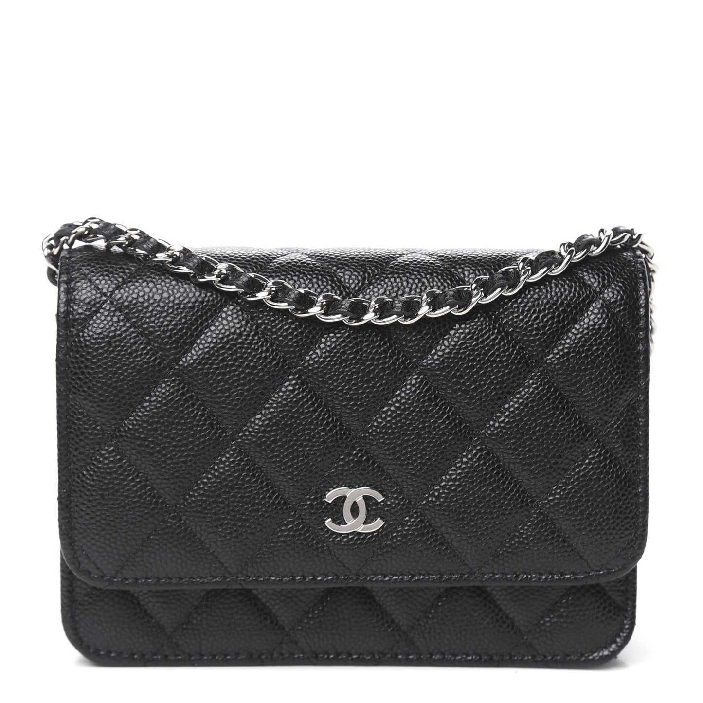 Caviar Quilted Mini Wallet On Chain WOC Black