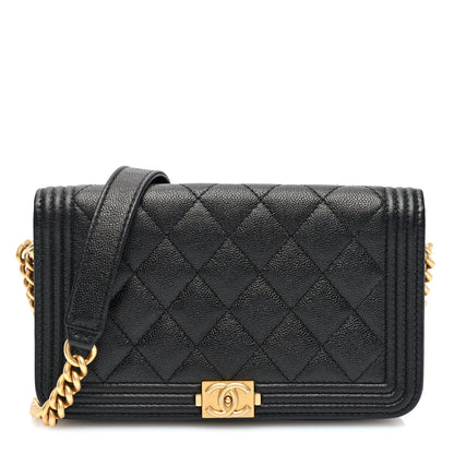 Chanel Caviar Quilted Boy Phone Holder Wallet On Chain Black 1 of 11