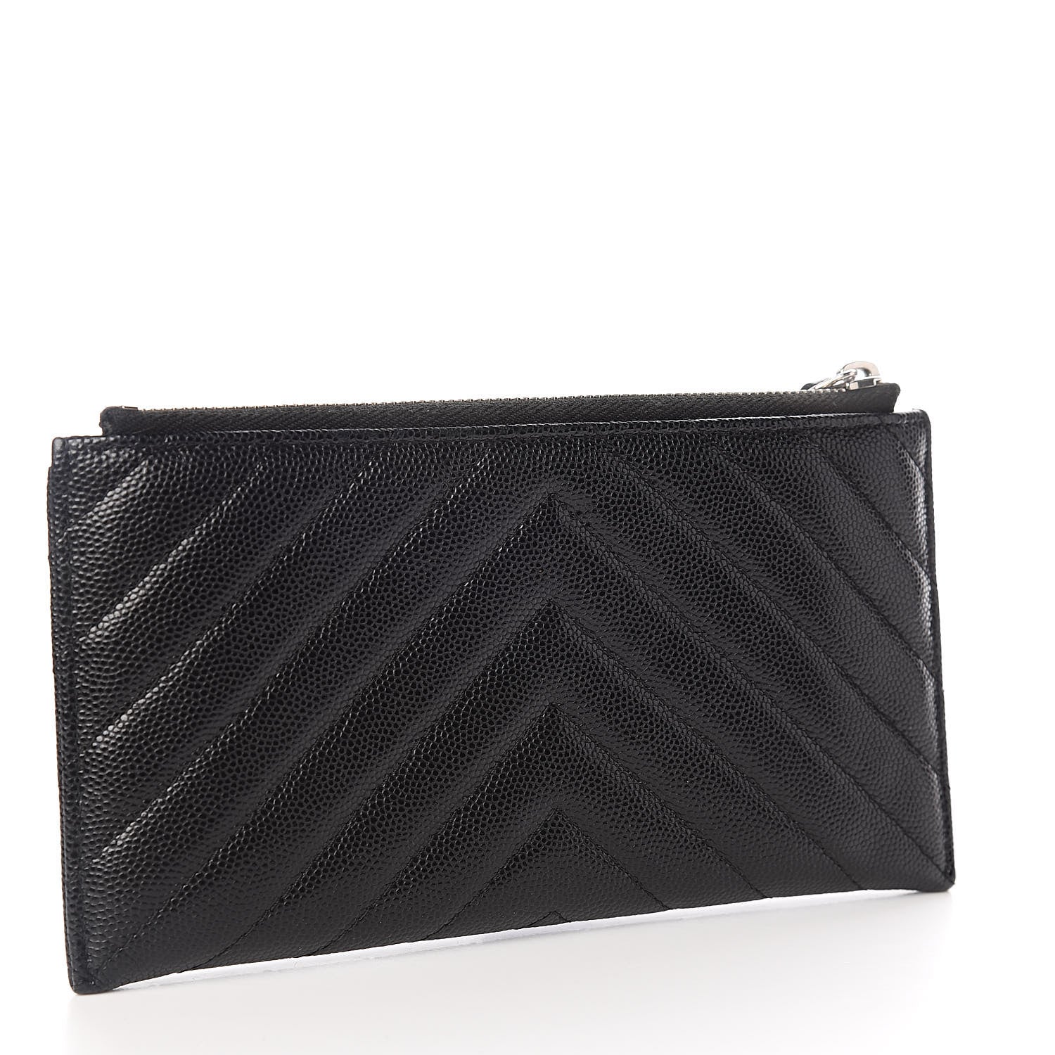 Chanel Caviar Chevron Quilted Zip Pouch Black 3 of 8