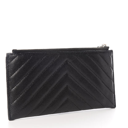 Chanel Caviar Chevron Quilted Zip Pouch Black 3 of 8
