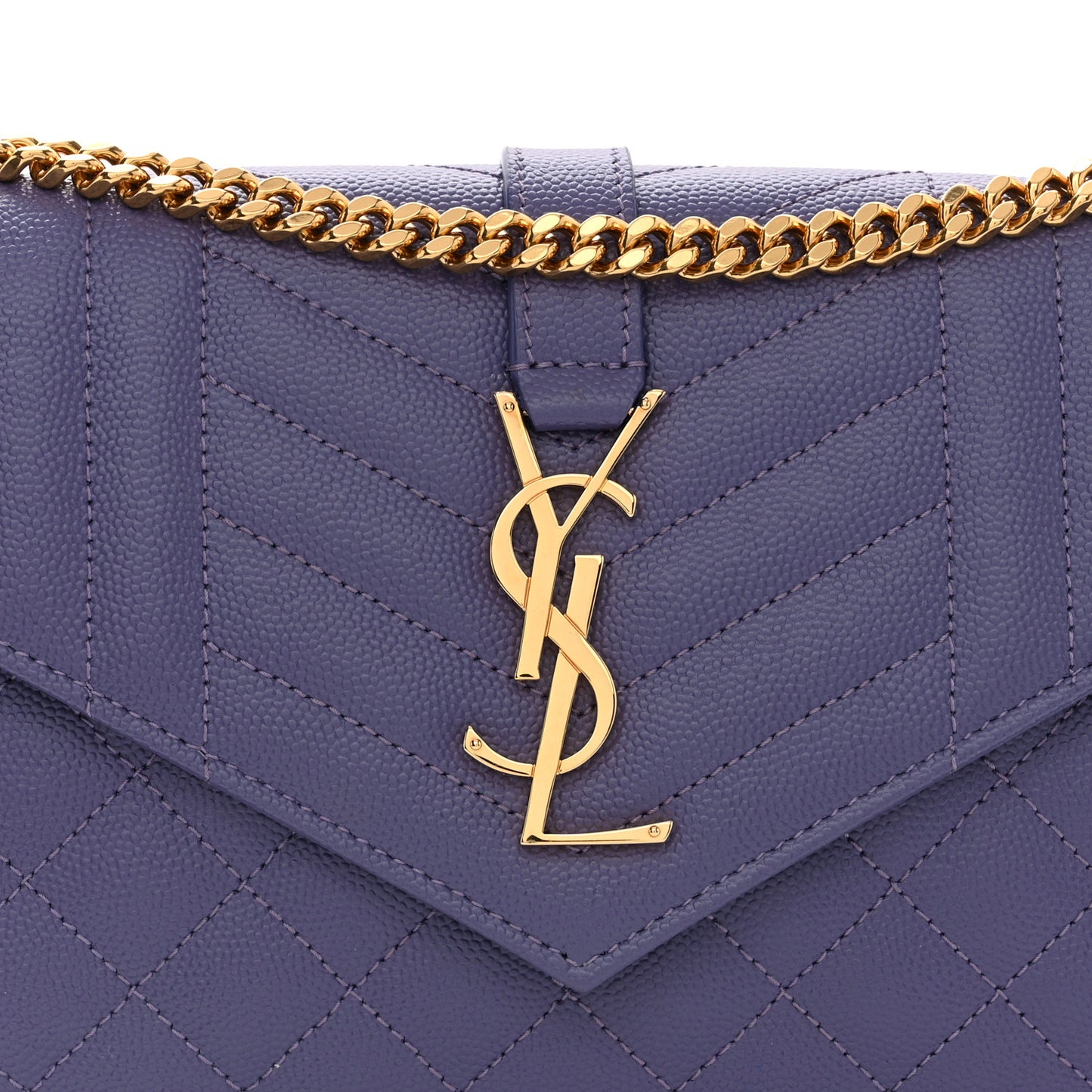 Grain De Poudre Mixed Matelasse Triquilt Monogram Chain Wallet Dark Wisteria