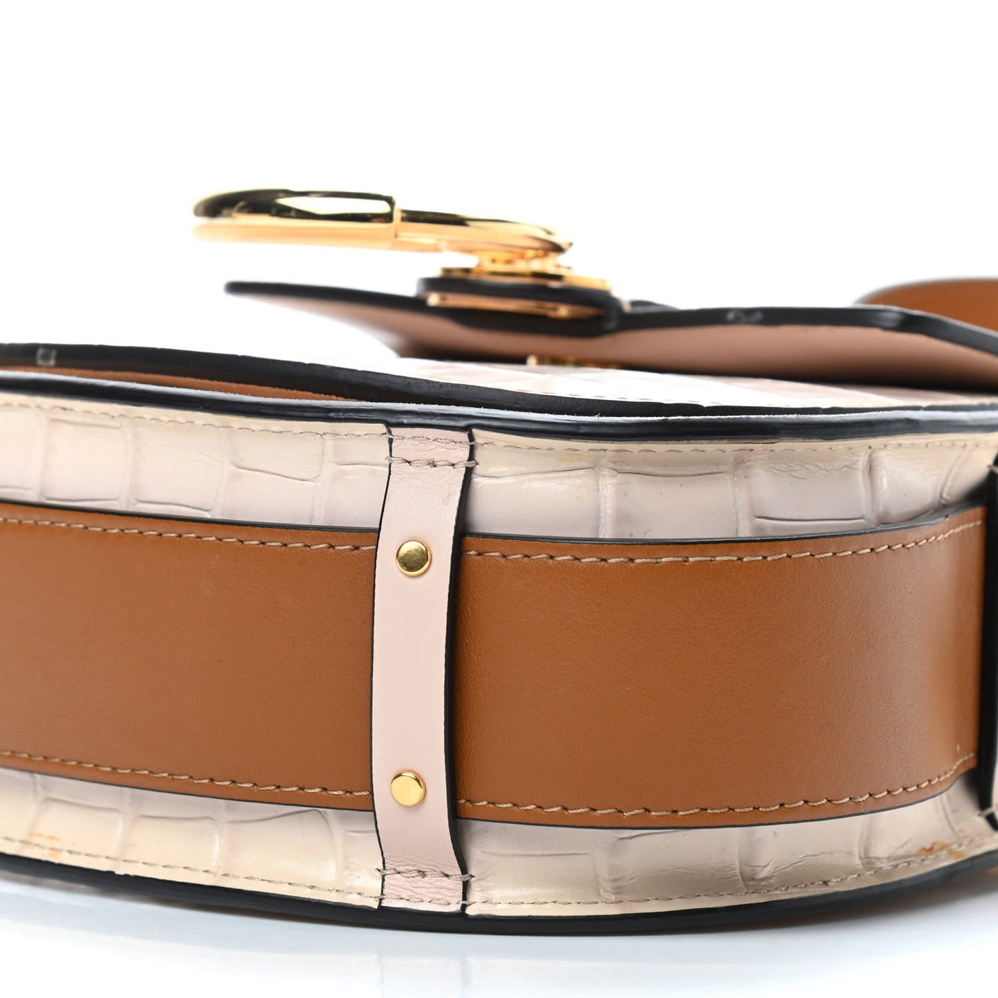 Calfskin Crocodile Embossed Small Tess Bag Cement Pink