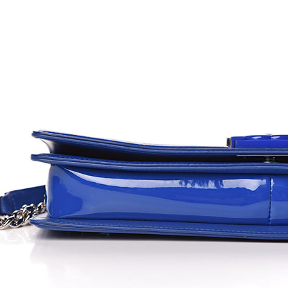 Chanel Patent Calfskin Quilted Plexiglass Boy Clutch With Removable Chain Blue 13 of 14
