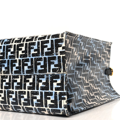 Fendi X JOSHUA VIDES Coated Canvas FF Cloudy Shopping Tote White Celeste Black 10 of 12