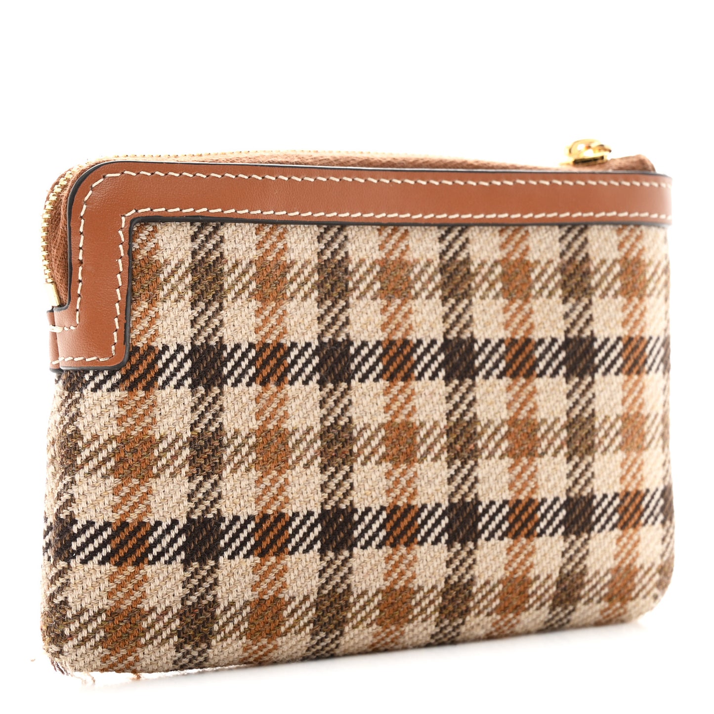 Tartan Calfskin Cuir Triomphe Coin and Card Pouch Multicolor