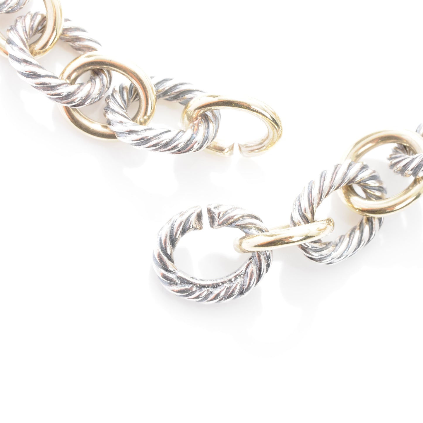Sterling Silver and 18k Oval Link Necklace