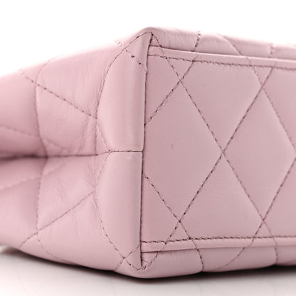 Chanel Shiny Aged Calfskin Quilted Nano Kelly Shopper Pink 9 of 11