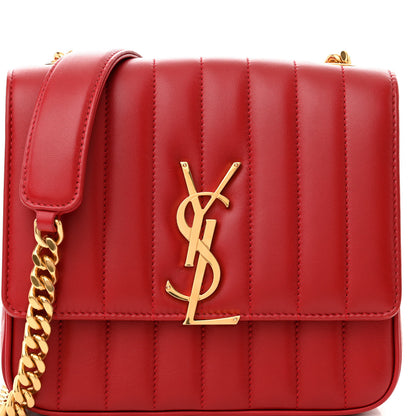 Saint Laurent Lambskin Matelasse Monogram Medium Vicky Chain Bag Rouge Eros 7 of 10