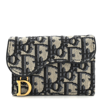 Christian Dior Oblique Saddle Card Holder Blue 1 of 11