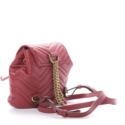 Gucci Calfskin Matelasse GG Marmont Flap Backpack Hibiscus Red 2 of 10
