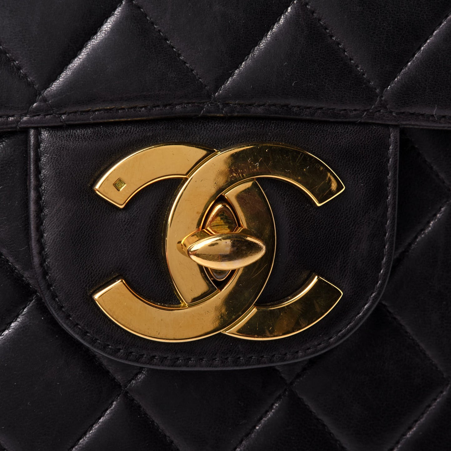 Lambskin Quilted Jumbo Single Flap Black