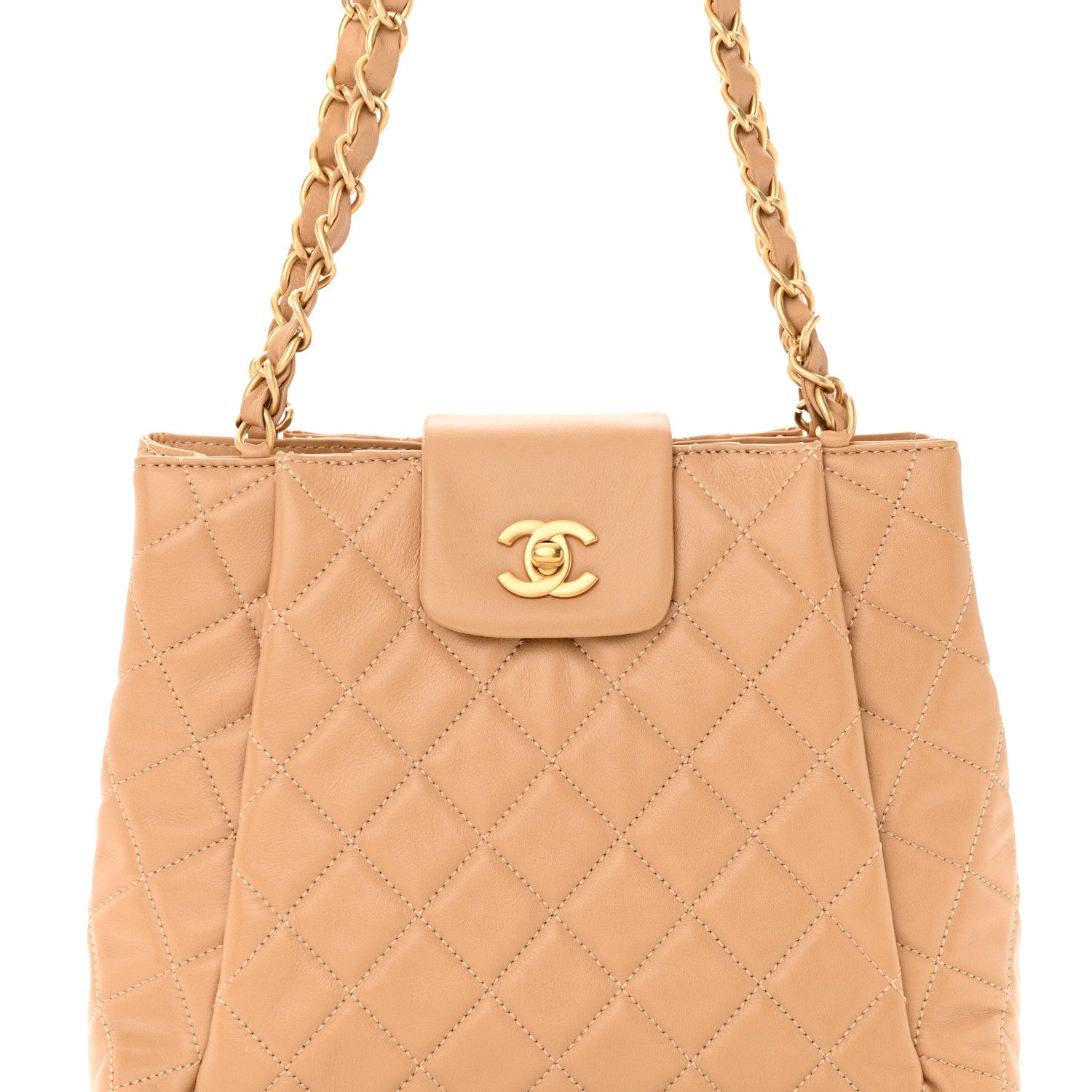 Chanel Lambskin Quilted CC Tote Beige 8 of 13