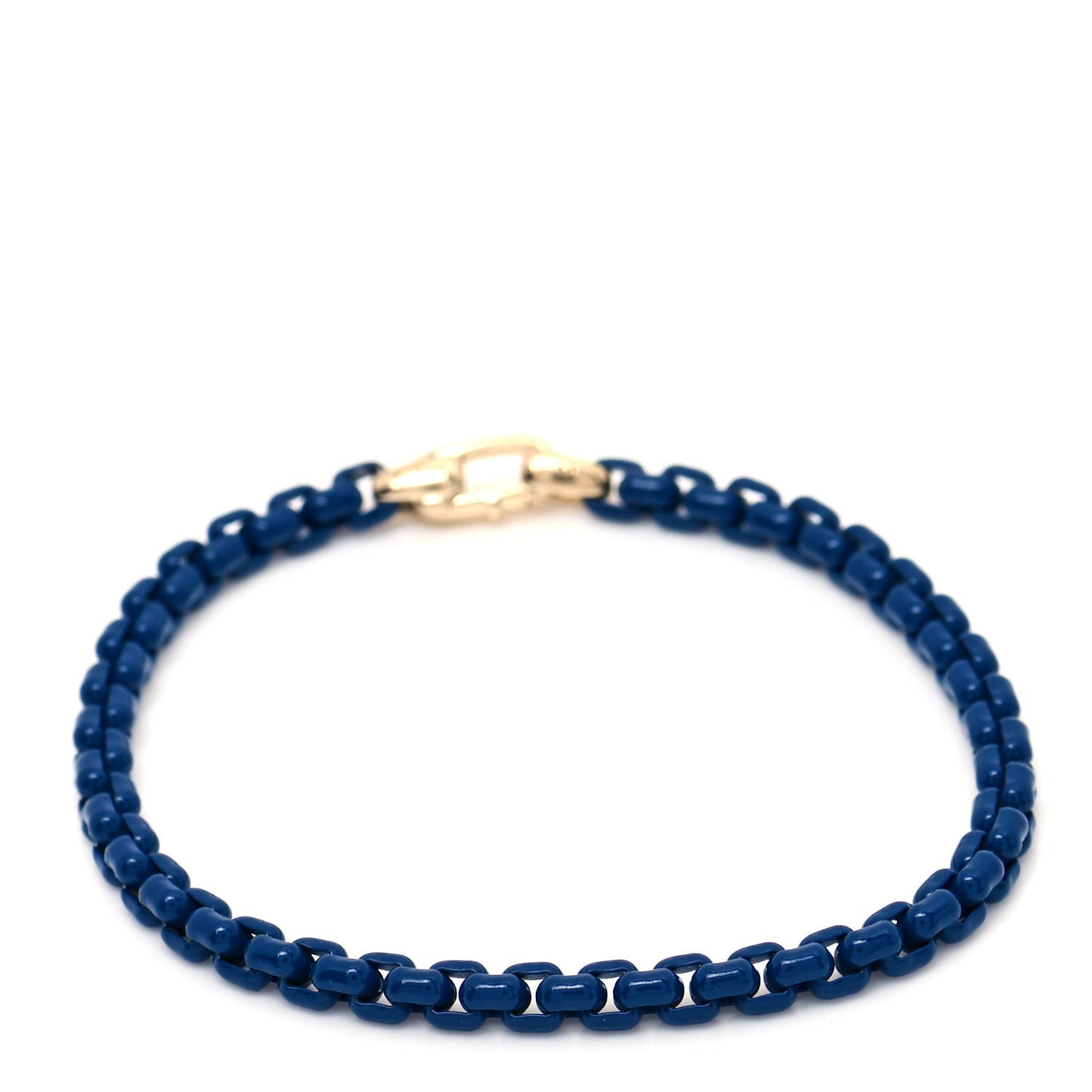 Stainless Steel 14K Yellow Gold Acrylic Bel Aire 4mm Chain Bracelet Navy