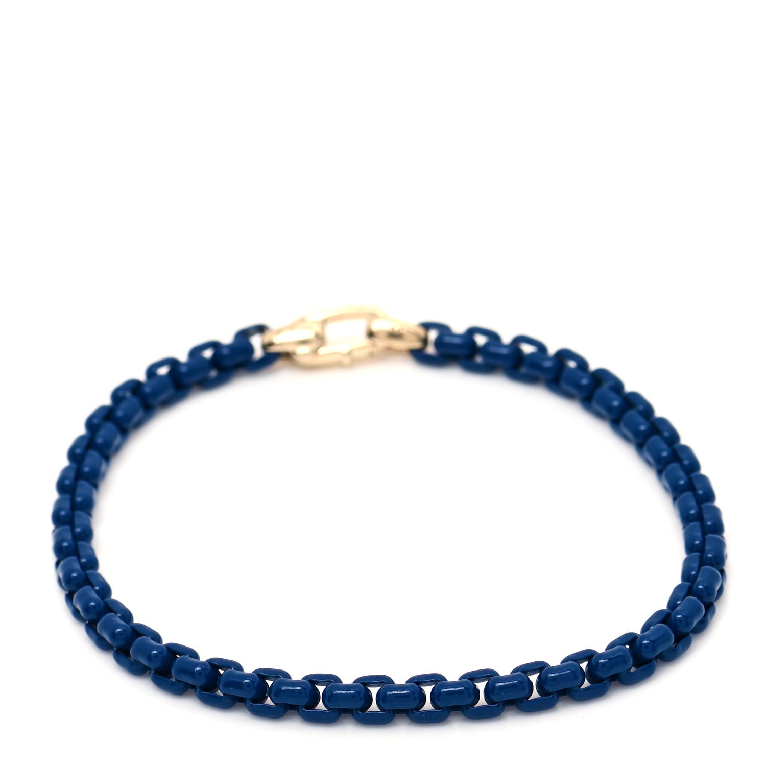 David Yurman Stainless Steel 14K Yellow Gold Acrylic Bel Aire 4mm Chain Bracelet Navy 1 of 5