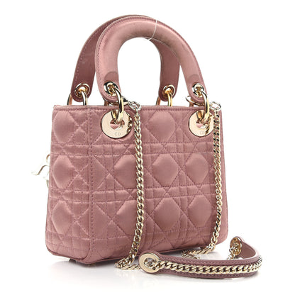 Christian Dior Satin Swarovski Crystal Cannage Mini Lady Dior Pink 3 of 11