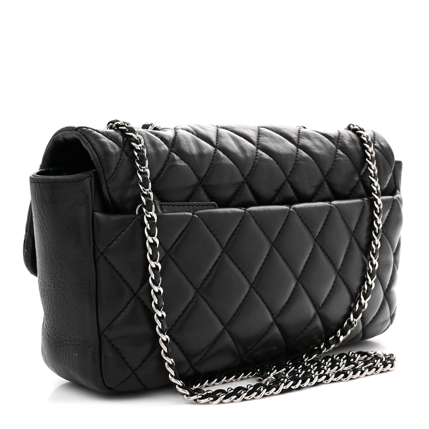 Lambskin Quilted Medium Coco Rain Flap Black