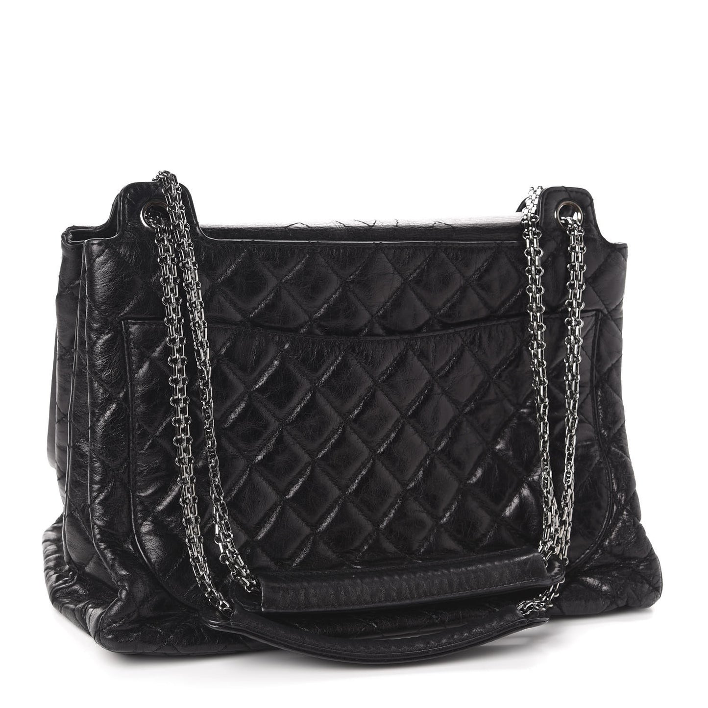 Metallic Calfskin Quilted XL Accordion Reissue Flap Black