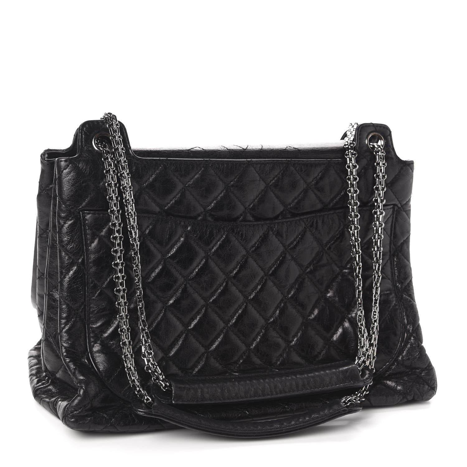 Chanel Metallic Calfskin Quilted XL Accordion Reissue Flap Black 3 of 15
