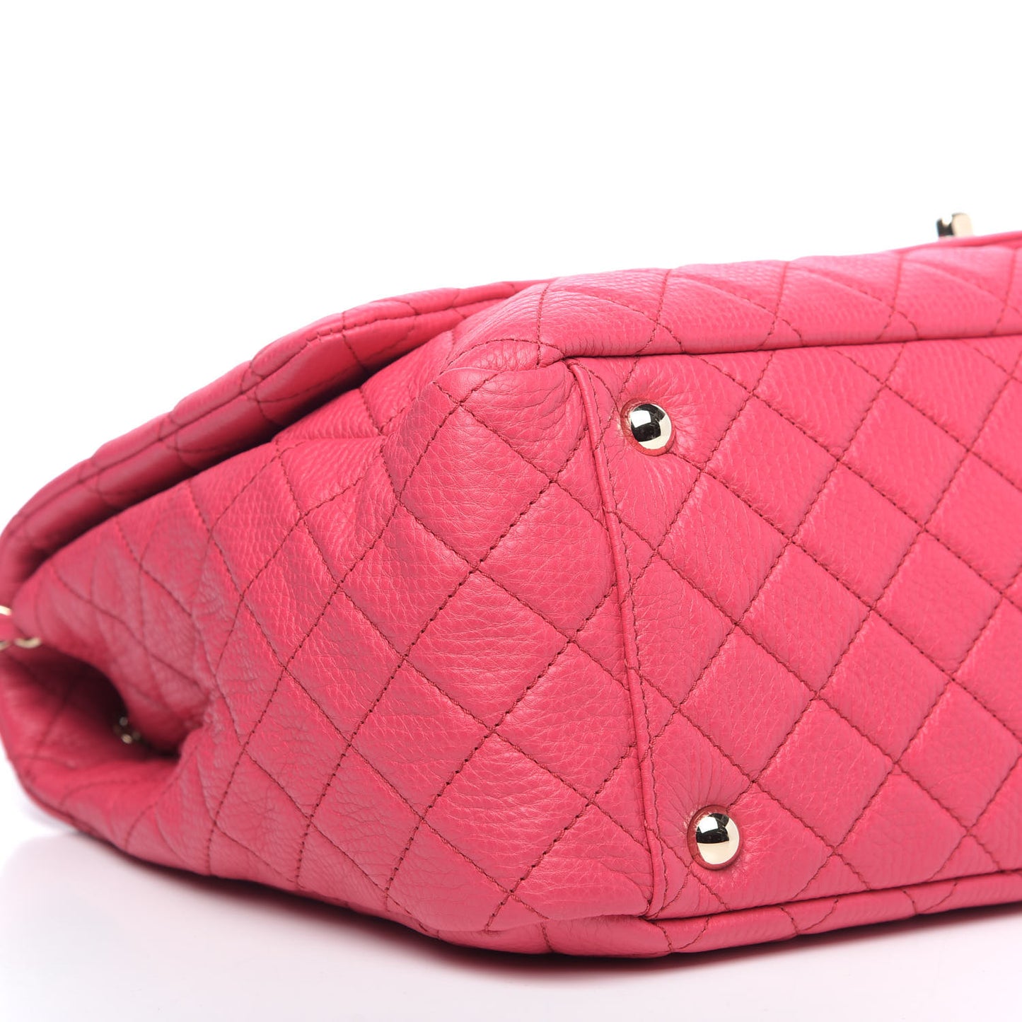 Calfskin Quilted XXL Travel Flap Bag Dark Pink