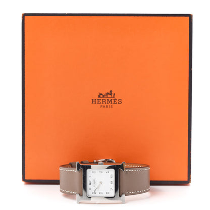 Hermes Stainless Steel Swift 26mm Heure H Hour Quartz Watch Etoupe 6 of 6