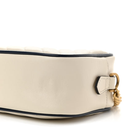 Gucci Vintage Effect Calfskin Matelasse Diagonal Small Torchon GG Marmont Chain Shoulder Bag Mystic White Blue Agata 10 of 11