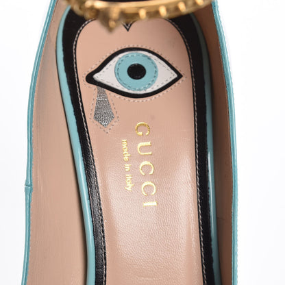 Gucci Vernice Crystal Ankle Strap Pumps 40.5 New Aquamarine 6 of 8