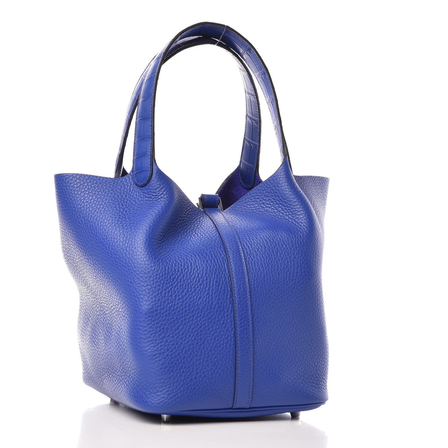 Taurillon Clemence Matte Alligator Picotin Lock Touch 22 MM Bleu Electrique