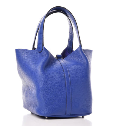 Hermes Taurillon Clemence Matte Alligator Picotin Lock Touch 22 MM Bleu Electrique 3 of 8