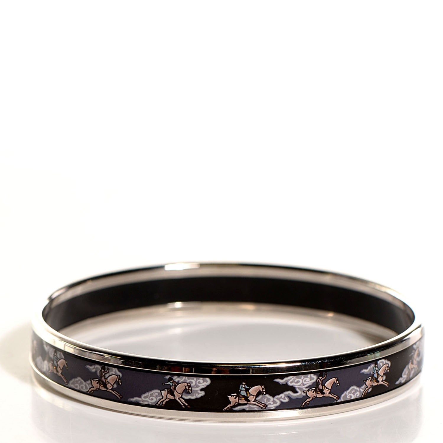 Hermes Enamel Printed Horse Riding Motif Narrow Bracelet 70 3 of 5