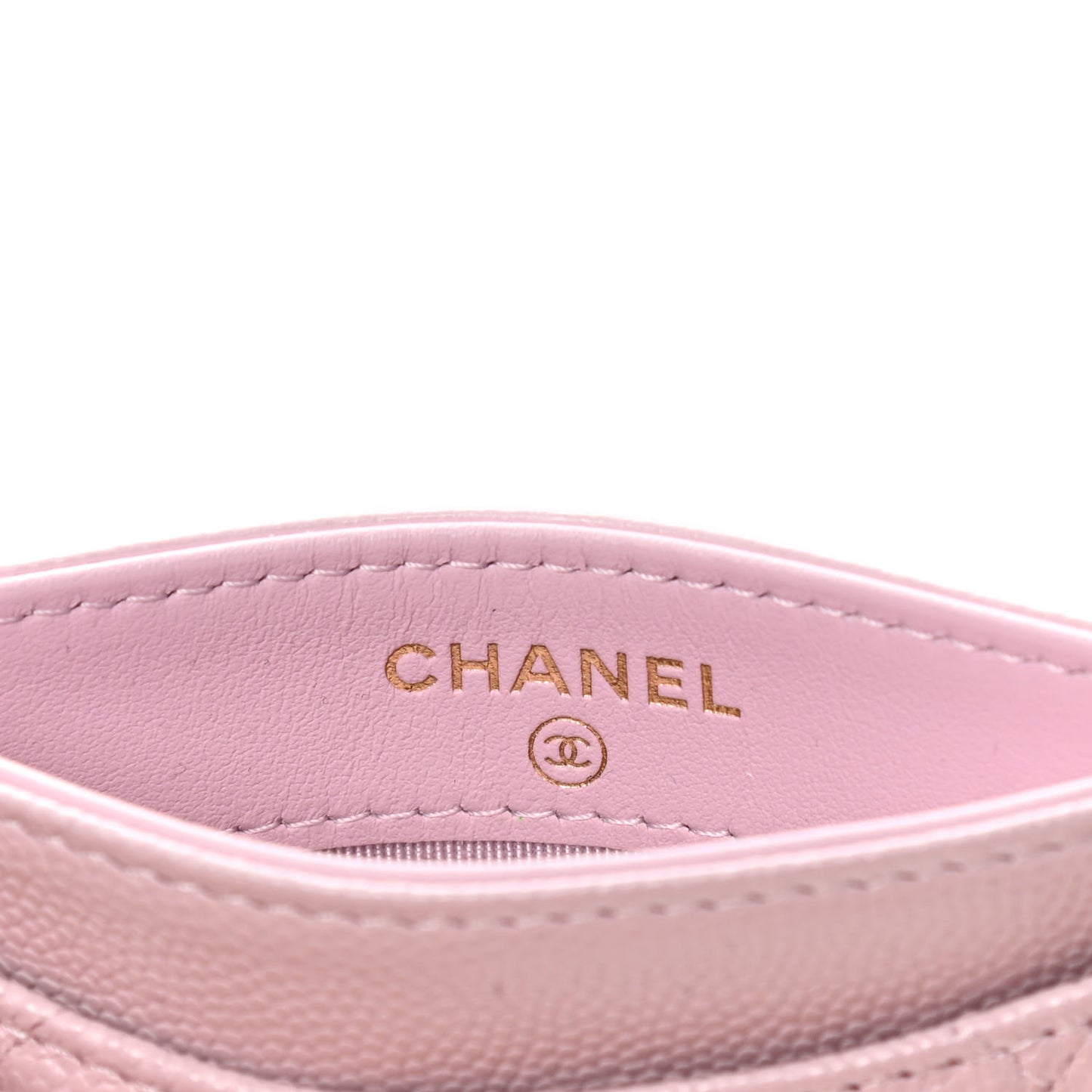 Caviar Quilted Card Holder Light Pink