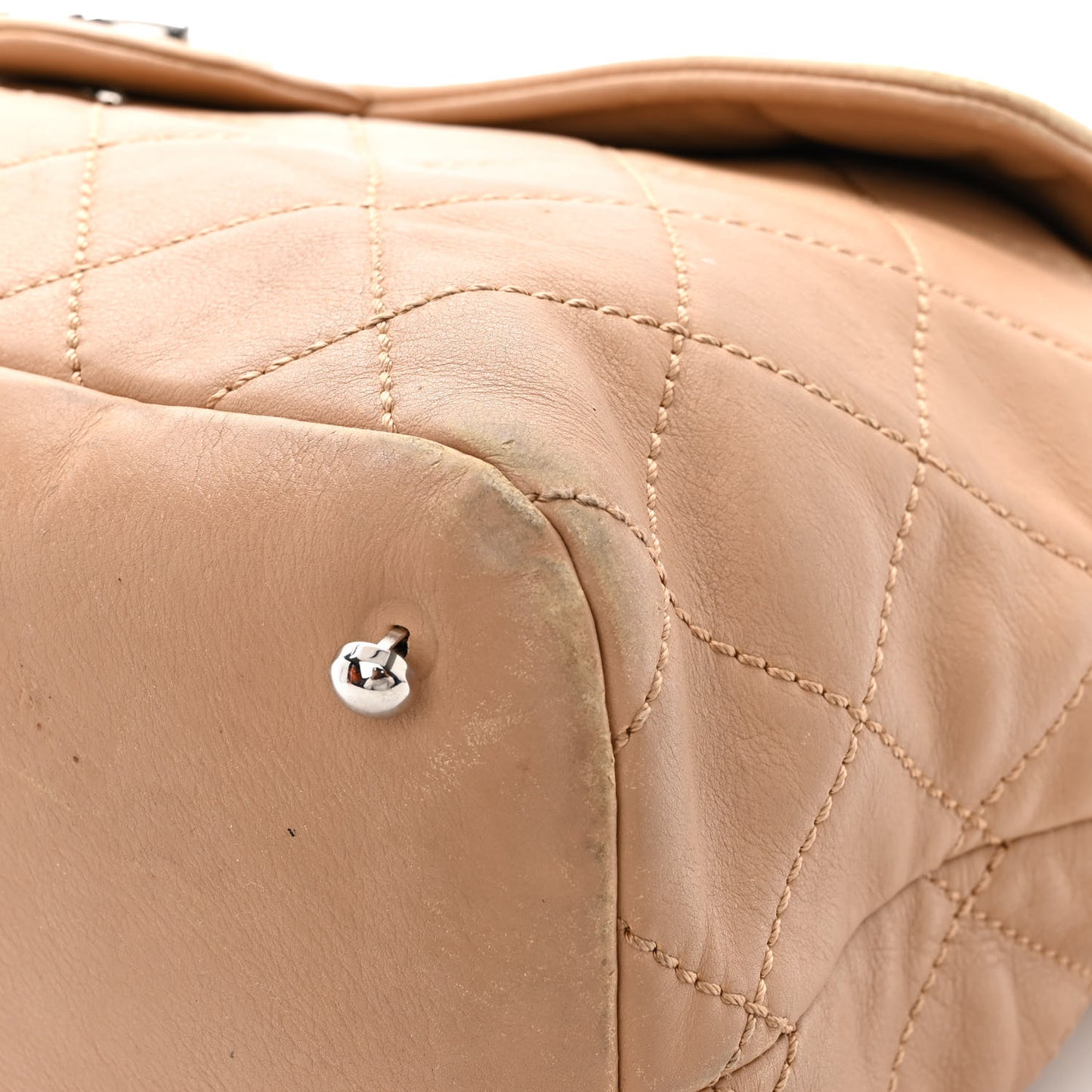 Calfskin Large Front Flap Tote Beige