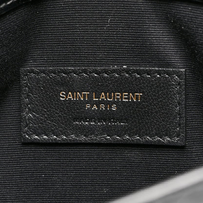 Saint Laurent Calfskin Crocodile Embossed Uptown Monogram Clutch Black 5 of 7