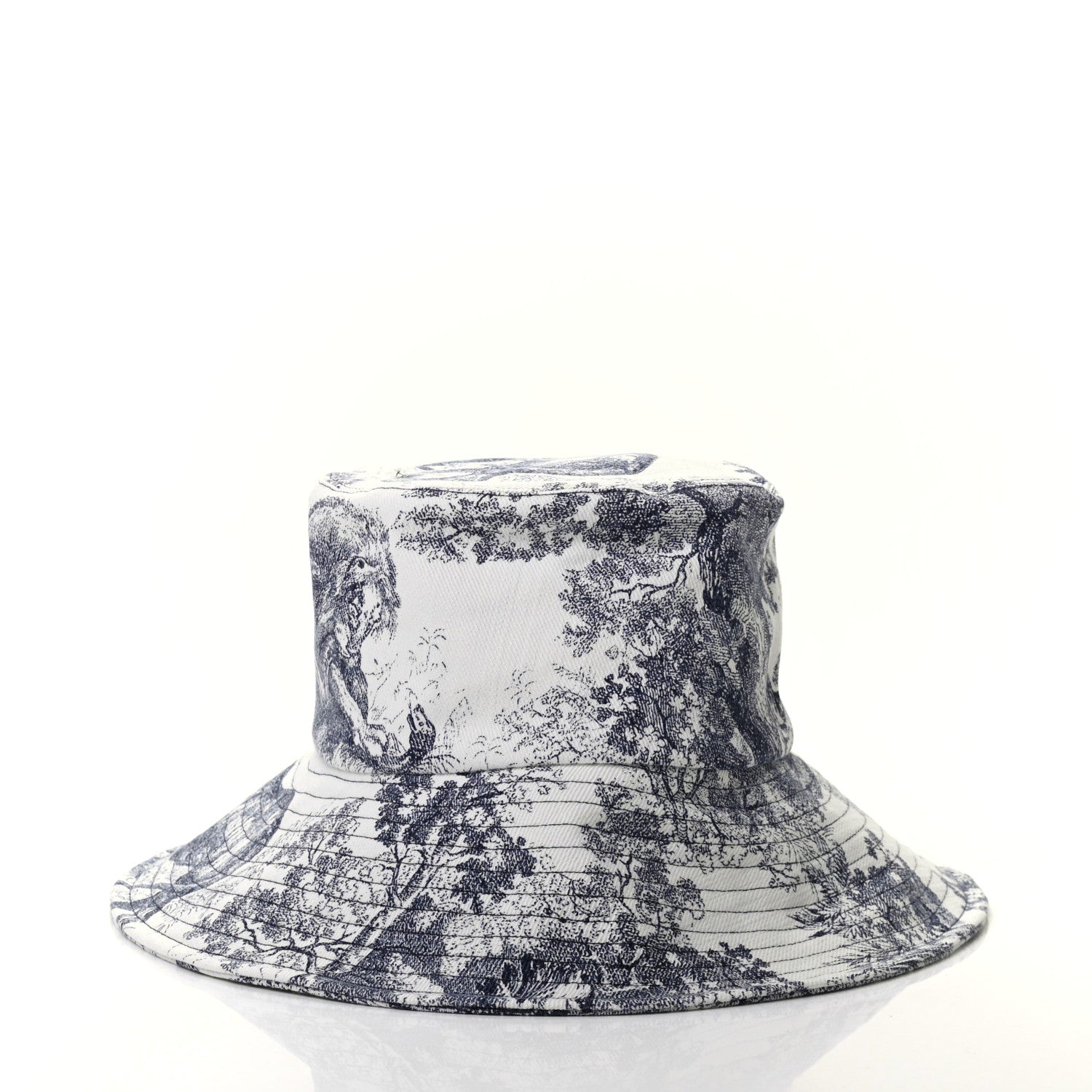 Christian Dior Cotton Toile De Jouy Bucket Hat 57 Blue 3 of 9