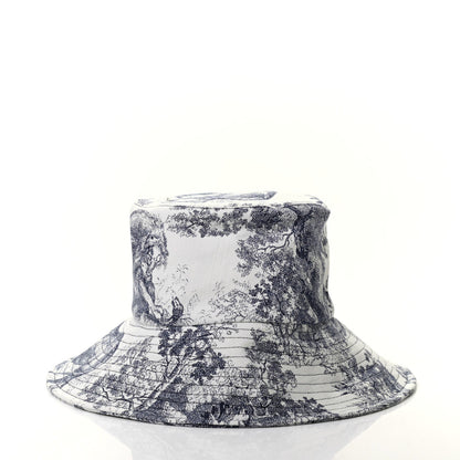 Christian Dior Cotton Toile De Jouy Bucket Hat 57 Blue 3 of 9