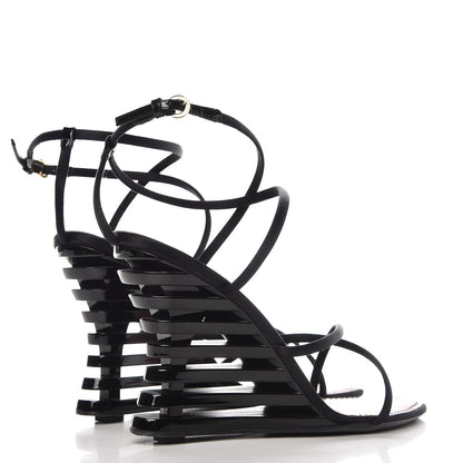 Louis Vuitton Resin Satin Wedge Sandals 39 Black 4 of 12