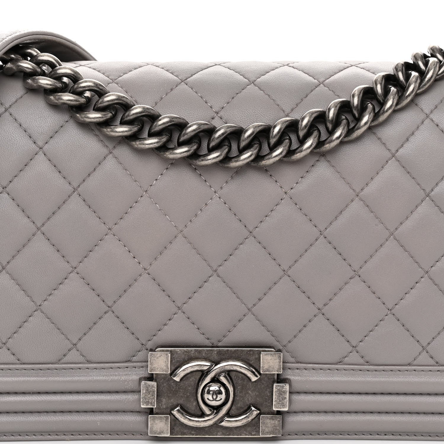 Chanel Calfskin Quilted Medium Boy Flap Grey 8 of 10