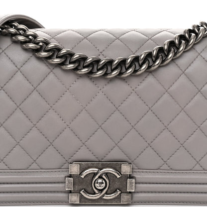 Chanel Calfskin Quilted Medium Boy Flap Grey 8 of 10