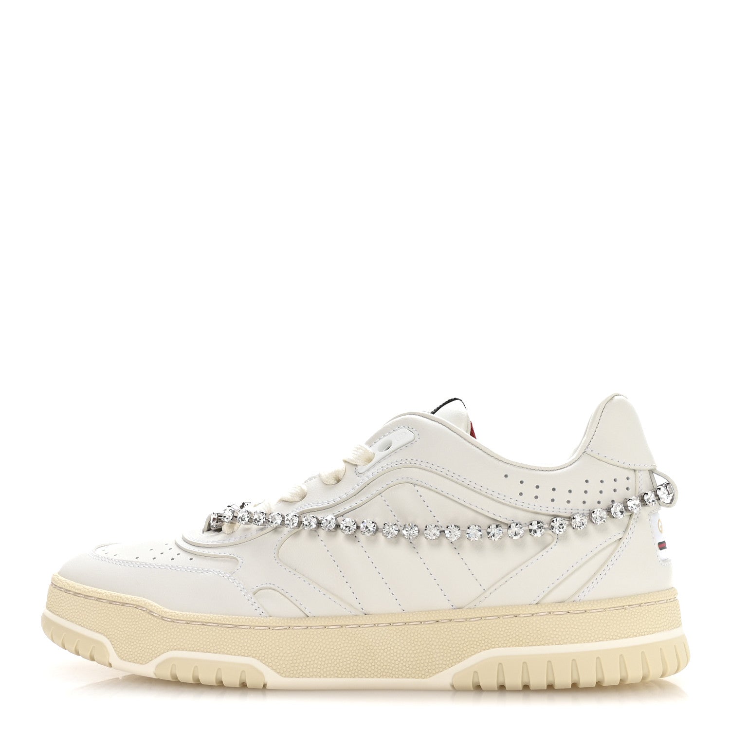 Gucci Calfskin Womens Re-Web Removable Crystal Sneakers 38.5 White 1 of 18