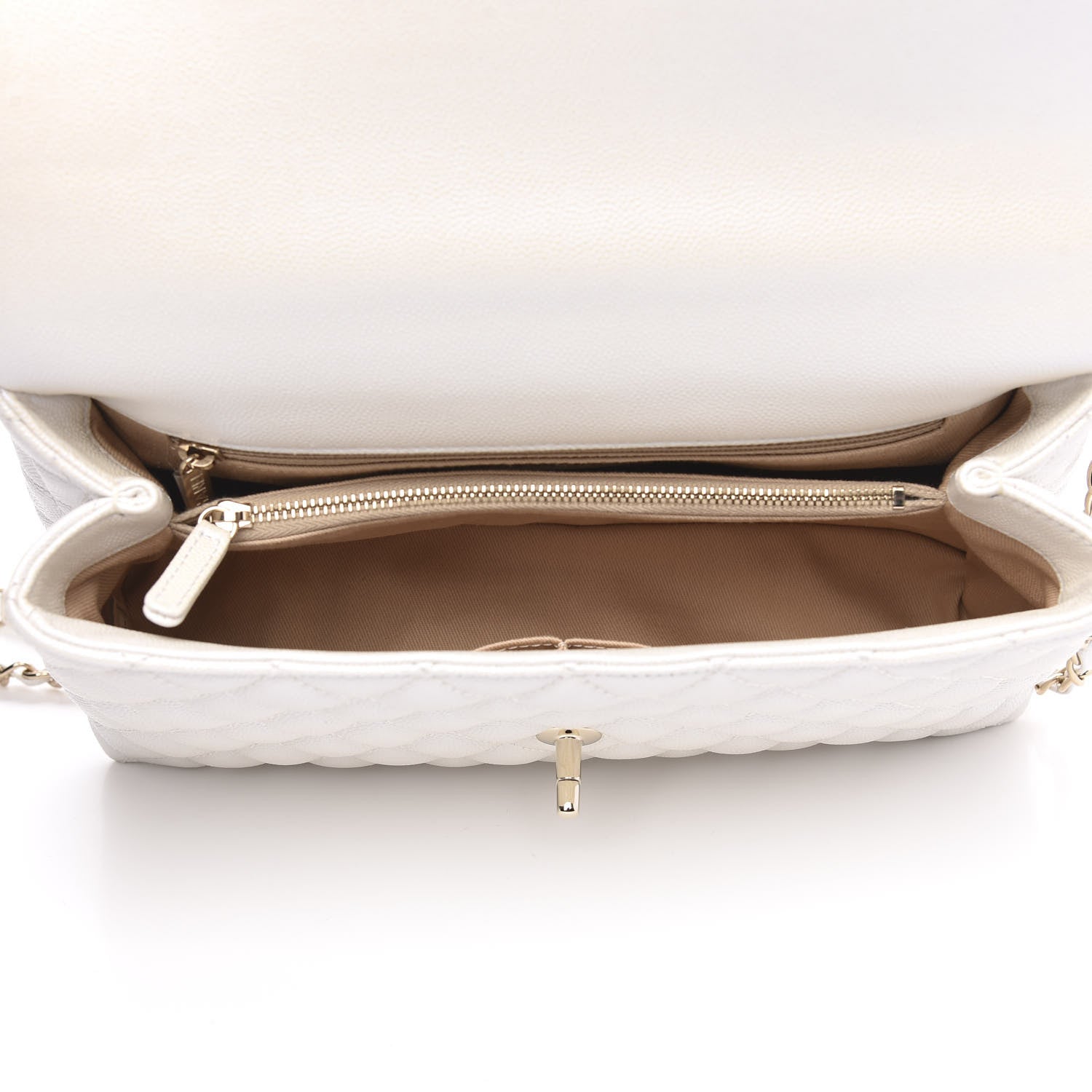 Chanel Iridescent Caviar Quilted Small Coco Handle Flap White 5 of 11